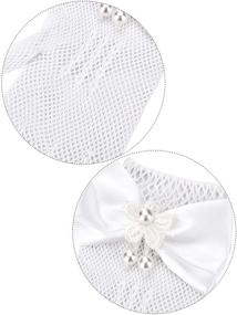 img 2 attached to 🌸 Chuangdi Flower Girl Gloves: Short Princess Gloves with Bow Tie and Faux Pearl Embellishments, Ideal for Wedding Party, First Communion (Lace Type, White)
