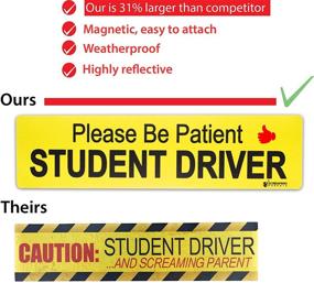 img 2 attached to 🚗 Student Driver Magnet for Car - Reflective Bumper Sticker - Large Reusable Magnetic Student Driver Sign - New Driver - 13.75 x 3.5 Inch - Large Bold Text - Set of 3