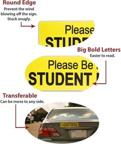 img 1 attached to 🚗 Student Driver Magnet for Car - Reflective Bumper Sticker - Large Reusable Magnetic Student Driver Sign - New Driver - 13.75 x 3.5 Inch - Large Bold Text - Set of 3