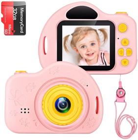 img 4 attached to 1080P IPS 2-дюймовая HD Камера-игрушка для девочек 3-9 лет, идеальный подарок на день рождения для малышей и детей, включает 32Гб карту памяти SD