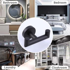 img 1 attached to 🔗 Matte Black Double Towel Hook - Angle Simple Stainless Steel Bathroom Robe & Towel Holder with Wall-mount Design, Hand Towel Hanger