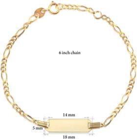 img 2 attached to 💖 Engravable Kids Baby Figaro Curb Chain ID Bracelet, Made in Italy, 14k Gold, Boys and Girls