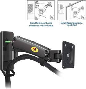 img 3 attached to 🖥️ NB North Bayou TV Monitor Wall Mount Bracket Full Motion Swivel for 17-27 Inch Monitors with Gas Spring - Black Single Extension F120-B