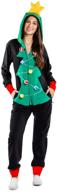 🎄 cozy women's christmas tree toss game jumpsuit - funny christmas tree game onesie for a fun-filled holiday logo