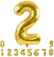 🎉 gold large numbers balloon, 40-inch 0-9 (zero-nine) birthday party decorations, foil mylar big number balloon digital 2 for birthday party, wedding, bridal shower, engagement photo shoot, anniversary logo