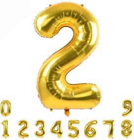 img 4 attached to 🎉 Gold Large Numbers Balloon, 40-Inch 0-9 (Zero-Nine) Birthday Party Decorations, Foil Mylar Big Number Balloon Digital 2 for Birthday Party, Wedding, Bridal Shower, Engagement Photo Shoot, Anniversary