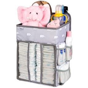 img 4 attached to 🐘 Hanging Nursery Organizer and Baby Diaper Caddy: Convenient Storage Solution with Elephant Design for Nursery Organization & Baby Shower Gifts
