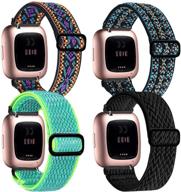 📱 регулируемый комплект браслетов fitbit versa (4 шт.) - совместим с fitbit versa 2 / versa/versa lite, мягкие петли из нейлоновой ткани - дышащие и эластичные заменяемые браслеты для умных часов versa - женские и мужские логотип