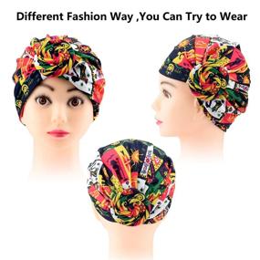 img 2 attached to 🧣 Stylish Preknotted African Pattern Headwrap - Set of 6 Pre-Tied Bonnet Turbans for Women Beanie Cap Hat