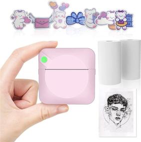 img 4 attached to 🖨️ Portable Bluetooth Thermal Label Printer for Labeling, Filing, Barcodes - Mini Pocket Label Maker Printer Compatible with Android & iOS, with 3 Rolls Printing Paper + 1 Roll of Cute Stickers.