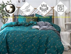 img 3 attached to 🌲 Opcloud Bedding Duvet-Cover-Set: Queen Green Pine Pattern Cotton Luxury High Thread Soft Bedding Set, Including 1 Duvet Cover and 2 Pillow Shams- The Perfect Comforter Cover-Set for Ultimate Comfort.