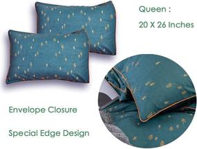 img 2 attached to 🌲 Opcloud Bedding Duvet-Cover-Set: Queen Green Pine Pattern Cotton Luxury High Thread Soft Bedding Set, Including 1 Duvet Cover and 2 Pillow Shams- The Perfect Comforter Cover-Set for Ultimate Comfort.