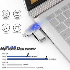 img 1 attached to 💾 Флеш-накопитель USB C 128 ГБ от LANSLSY - 3 в 1 USB 3.0 флеш-накопитель для Android-телефонов, ПК, планшетов, Mac, смартфонов с USB-C Type C (серебристый)