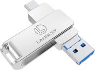 💾 флеш-накопитель usb c 128 гб от lanslsy - 3 в 1 usb 3.0 флеш-накопитель для android-телефонов, пк, планшетов, mac, смартфонов с usb-c type c (серебристый) логотип