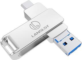 img 4 attached to 💾 Флеш-накопитель USB C 128 ГБ от LANSLSY - 3 в 1 USB 3.0 флеш-накопитель для Android-телефонов, ПК, планшетов, Mac, смартфонов с USB-C Type C (серебристый)