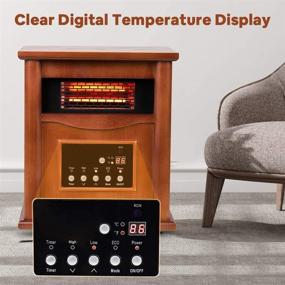 img 2 attached to 🔥 Premium Electric Infrared Quartz Heater: Deluxe Wood Cabinet, LED Digital Screen, Remote Control, Timer – Tip-Over & Overheat Protection – Quiet Indoor Space Heater