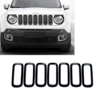🚘 enhance your jeep renegade's appearance with 7pcs black abs front grill guard grille insert cover trim for 2015-2017 logo