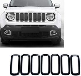 img 4 attached to 🚘 Enhance Your Jeep Renegade's Appearance with 7pcs Black ABS Front Grill Guard Grille Insert Cover Trim for 2015-2017