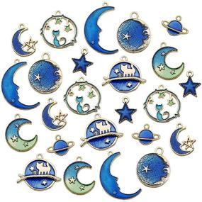 img 4 attached to 🌙 HCBLUE Gold Plated Cat Moon Star Celestial Charm Pendant for DIY Jewelry Making