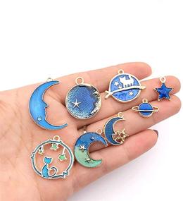 img 3 attached to 🌙 HCBLUE Gold Plated Cat Moon Star Celestial Charm Pendant for DIY Jewelry Making