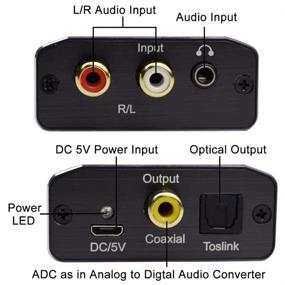 img 3 attached to 🔊 Аналоговый в Цифровой аудио конвертер - HDIWOUSP RCA/3.5 мм Jack AUX к Цифровой Коаксиальный/Toslink Оптический SPDIF Аудио Адаптер для PS4, Xbox, HDTV, DVD, наушников (Алюминий)