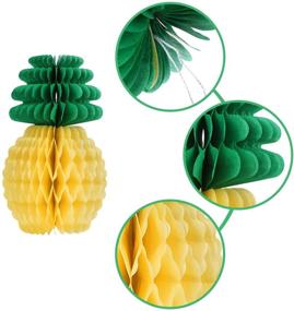 img 3 attached to 🍍 12-Pack Pineapple Honeycomb Centerpieces - Tissue Paper Pineapple 8-Inch Party Supplies: Table Hanging Decor for Hawaiian Luau, Birthday, Wedding, Home Favor - (8-Inch, 12 Packs)