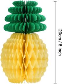 img 2 attached to 🍍 12-Pack Pineapple Honeycomb Centerpieces - Tissue Paper Pineapple 8-Inch Party Supplies: Table Hanging Decor for Hawaiian Luau, Birthday, Wedding, Home Favor - (8-Inch, 12 Packs)