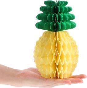 img 1 attached to 🍍 12-Pack Pineapple Honeycomb Centerpieces - Tissue Paper Pineapple 8-Inch Party Supplies: Table Hanging Decor for Hawaiian Luau, Birthday, Wedding, Home Favor - (8-Inch, 12 Packs)