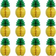 🍍 12-pack pineapple honeycomb centerpieces - tissue paper pineapple 8-inch party supplies: table hanging decor for hawaiian luau, birthday, wedding, home favor - (8-inch, 12 packs) logo