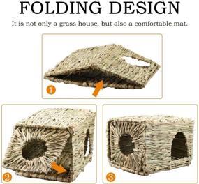 img 3 attached to SERJOOC Grass House Hideaway: Natural Seagrass Mat Foldable Bed for Rabbits, Bunny, Guinea Pig, Chinchilla, Ferret, and Other Small Animals - Hand Woven Rabbit Hut Toy