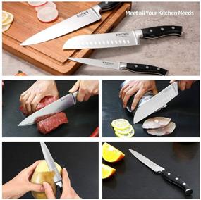 img 2 attached to 🔪 Enowo Chef Knife Set - Ultra Sharp 3-Piece Kitchen Knife Set with Premium German Stainless Steel, Finger Guard, Clad Dimple, Ergonomic Handle, and Gift Box