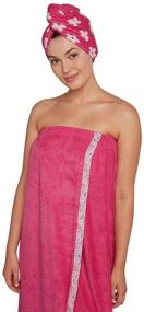 img 4 attached to Pink Flowers Turbie Twist Cotton Hair Towel and Bath Wrap Combo Pack