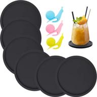 🔴 high-quality silicone coasters: 6-piece non-slip cup coasters set for drinks, heat resistant cup mate – protect your tabletop & furniture with soft, durable coasters (black) logo