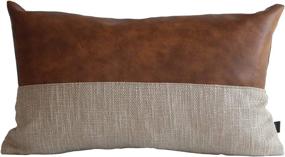 img 4 attached to Kdays Halftan Lumbar Pillow Cover: Cognac Leather Decorative Throw Pillow Case for Modern Farmhouse Sofa, Couch & Cushion – Rectangular 12x20 Inches