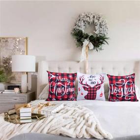 img 1 attached to Eternal Beauty Set of 4 Christmas Pillow Covers: 18X18 Red White Buffalo Checkered Throw Pillow Covers for Festive Couch Decorations