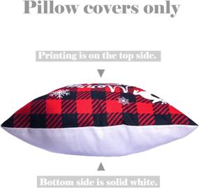 img 3 attached to Eternal Beauty Set of 4 Christmas Pillow Covers: 18X18 Red White Buffalo Checkered Throw Pillow Covers for Festive Couch Decorations