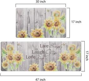 img 2 attached to 🌻 Artlines 2Pcs Sunflower Kitchen Rug Runner Set - Anti Fatigue Mats for Home Office - Non Slip, Waterproof, Heavy Duty Comfort Standing Mats - Size 17''x30''+17''x47''