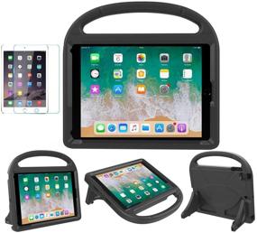 img 4 attached to 👧 MOXOTEK Kids Case for iPad 9.7 2018/2017 / Air 1/2 / Pro 9.7 - Durable, Shockproof, Protective Handle Stand Bumper Cover with Screen Protector - Black