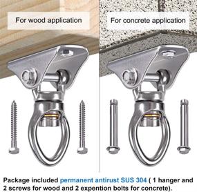 img 1 attached to 🪚 SELEWARE Anti-Rust SUS304 Swing Hanger Suspension Hooks for Playground Porch Indoor Outdoor Seat, Gym - 360° Smooth Rotate Bearings, Permanent Design, Concrete/Wooden Sets, 1200 lb Capacity