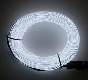 img 2 attached to 🔌 16.4ft/5m White EL Wire Lights - Searik Flexible LED Neon Light Glow Rope Tape String Lights with Battery Pack Controller for Halloween Party Holiday Festival DIY Cosplay Decor (White)