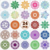 set of 24 mandala stencils for painting, drawing, and diy art projects on stones, floor, wall, tile, fabric, wood burning, and rock painting - 6x6 inch templates logo