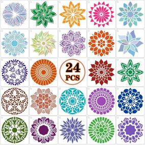 img 4 attached to Set of 24 Mandala Stencils for Painting, Drawing, and DIY Art Projects on Stones, Floor, Wall, Tile, Fabric, Wood Burning, and Rock Painting - 6x6 Inch Templates