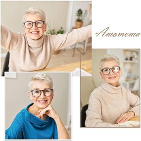 img 2 attached to 👓 AMOMOMA Retro Square Blue Light Reading Glasses For Women Men, Classic Adjustable Computer Reader AM6019