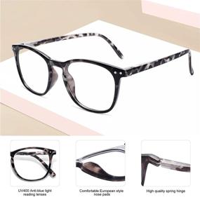 img 3 attached to 👓 AMOMOMA Retro Square Blue Light Reading Glasses For Women Men, Classic Adjustable Computer Reader AM6019