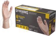 🧤 gloveworks clear vinyl industrial gloves, box of 100, 3 mil, large size, latex free, powdered, disposable, non-sterile, food safe, iv46100-bx logo