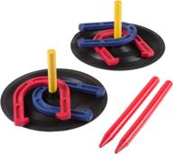 hey! play! rubber horseshoes game set - ideal for outdoor and indoor activities, tailgating, camping, backyard, and fun for adults and kids - black, 12 x 13.5 x 12 logo