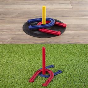 img 1 attached to Hey! Play! Rubber Horseshoes Game Set - Ideal for Outdoor and Indoor Activities, Tailgating, Camping, Backyard, and Fun for Adults and Kids - Black, 12 X 13.5 X 12