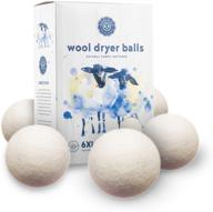 🐑 woolzies wool dryer balls 6-pack xl organic big wool spheres - best fabric softener + new zealand wool - use with essential oils, enhance laundry efficiency (white) logo