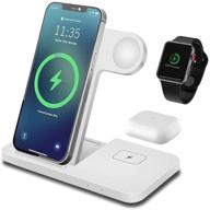 foldable fast 3 in 1 wireless charging station, 15w compatible with iphone 13/12/11/xr/xs/x/8, fdgao qi wireless charger stand for apple watch 7/6/5/4/3 and airpods pro/2 logo