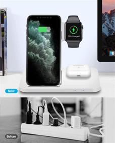 img 2 attached to Foldable Fast 3 in 1 Wireless Charging Station, 15W Compatible with iPhone 13/12/11/XR/XS/X/8, FDGAO Qi Wireless Charger Stand for Apple Watch 7/6/5/4/3 and Airpods pro/2